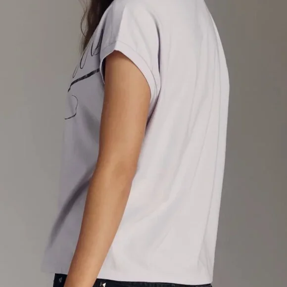 NWT By Anthropologie Foil Graphic Muscle Tee - Picture 2 of 4